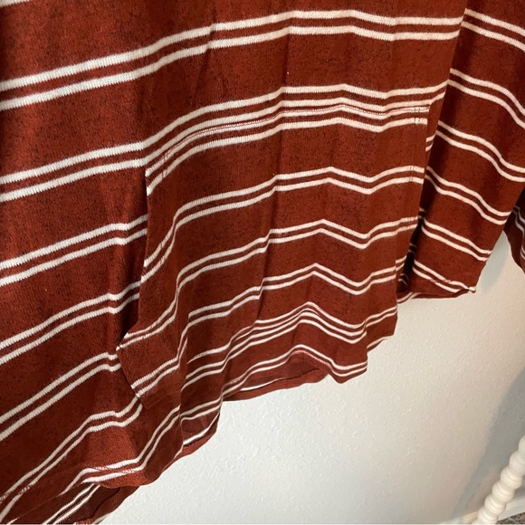 NWT Market & Spruce Kalloon Brush Knit Stripped Maroon Hooded Sweatshirt Size 1X - Picture 3 of 9